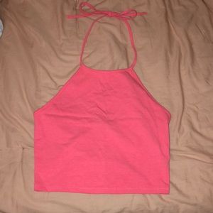 Light pink halter crop top